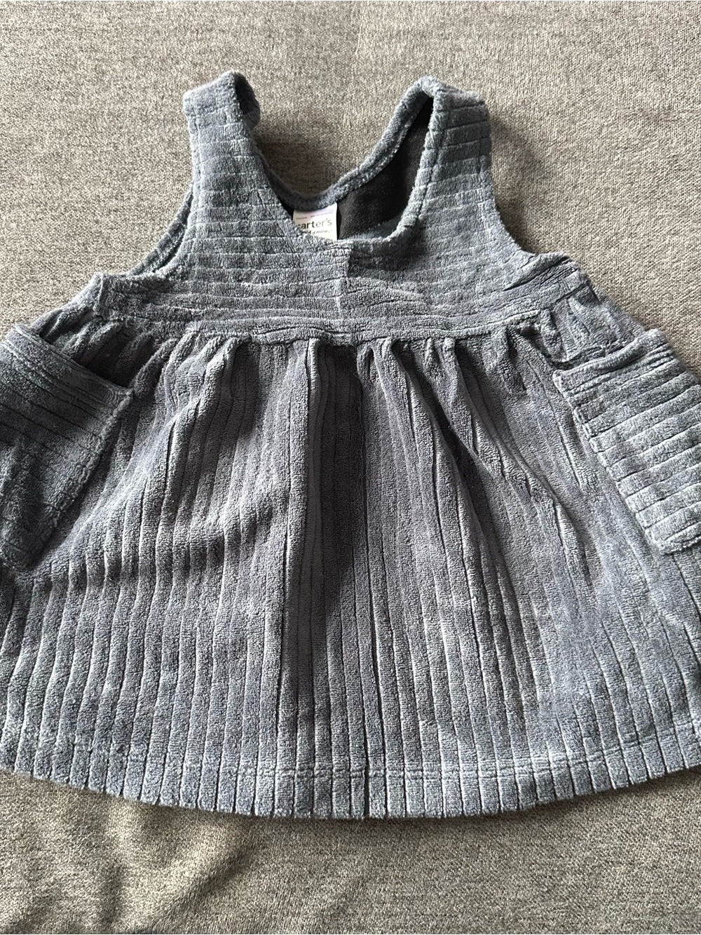 Carter's Gray Ribbed Corduroy Toddler Pinafore Dress